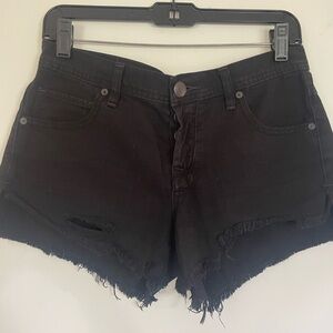 Free People Black Jean Shorts Distressed High-Waisted